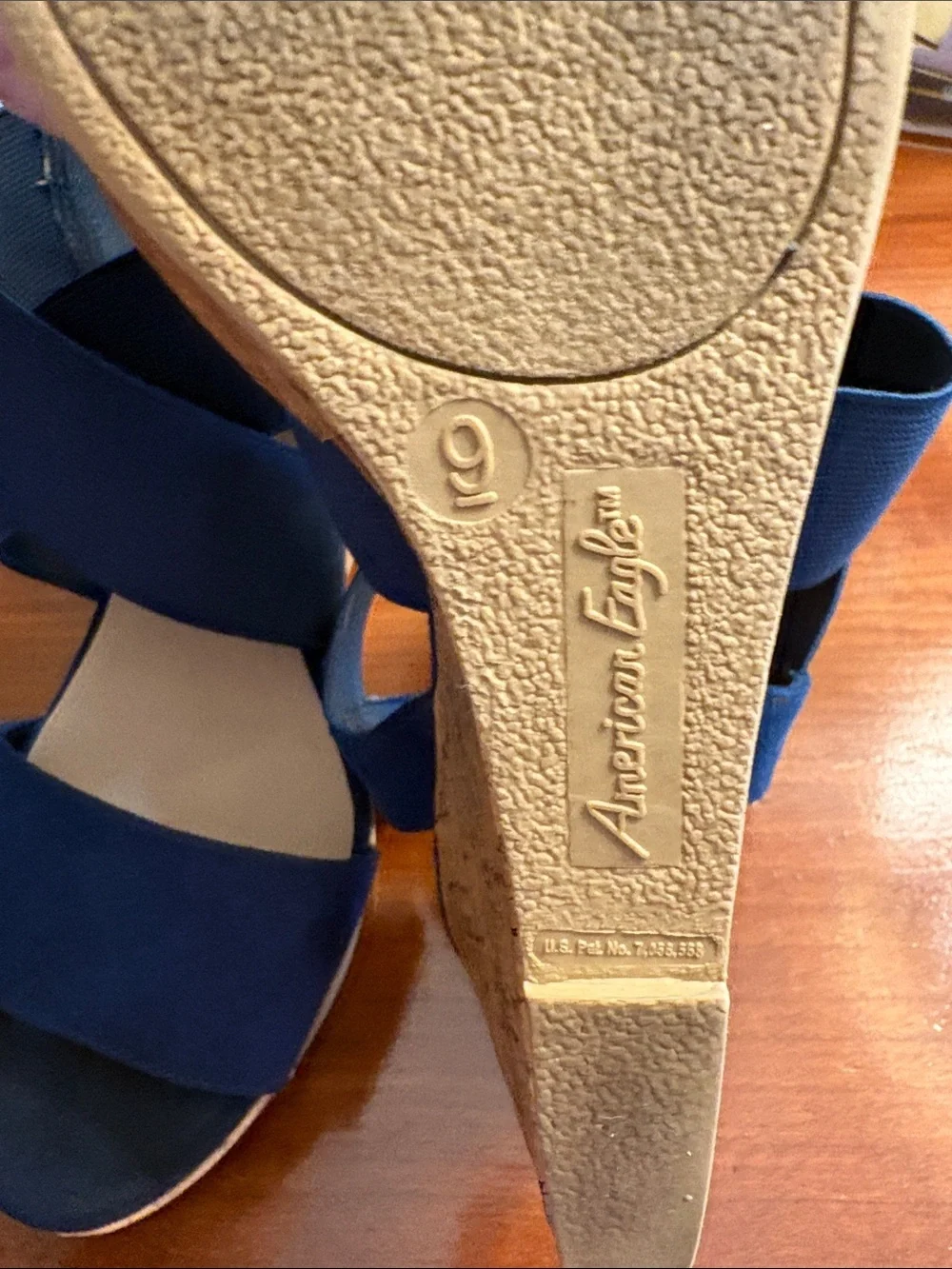 American Eagle Outfitters Navy Crisscross Wedge Sandals 9
